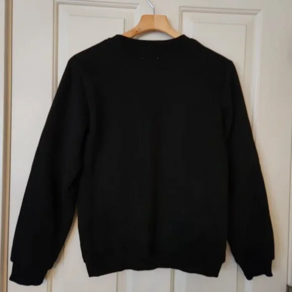 Lola + The Boys Dreamer Black Crewneck Sweatshirt Beaded Sequins Soft Boho Glam - Picture 2 of 10